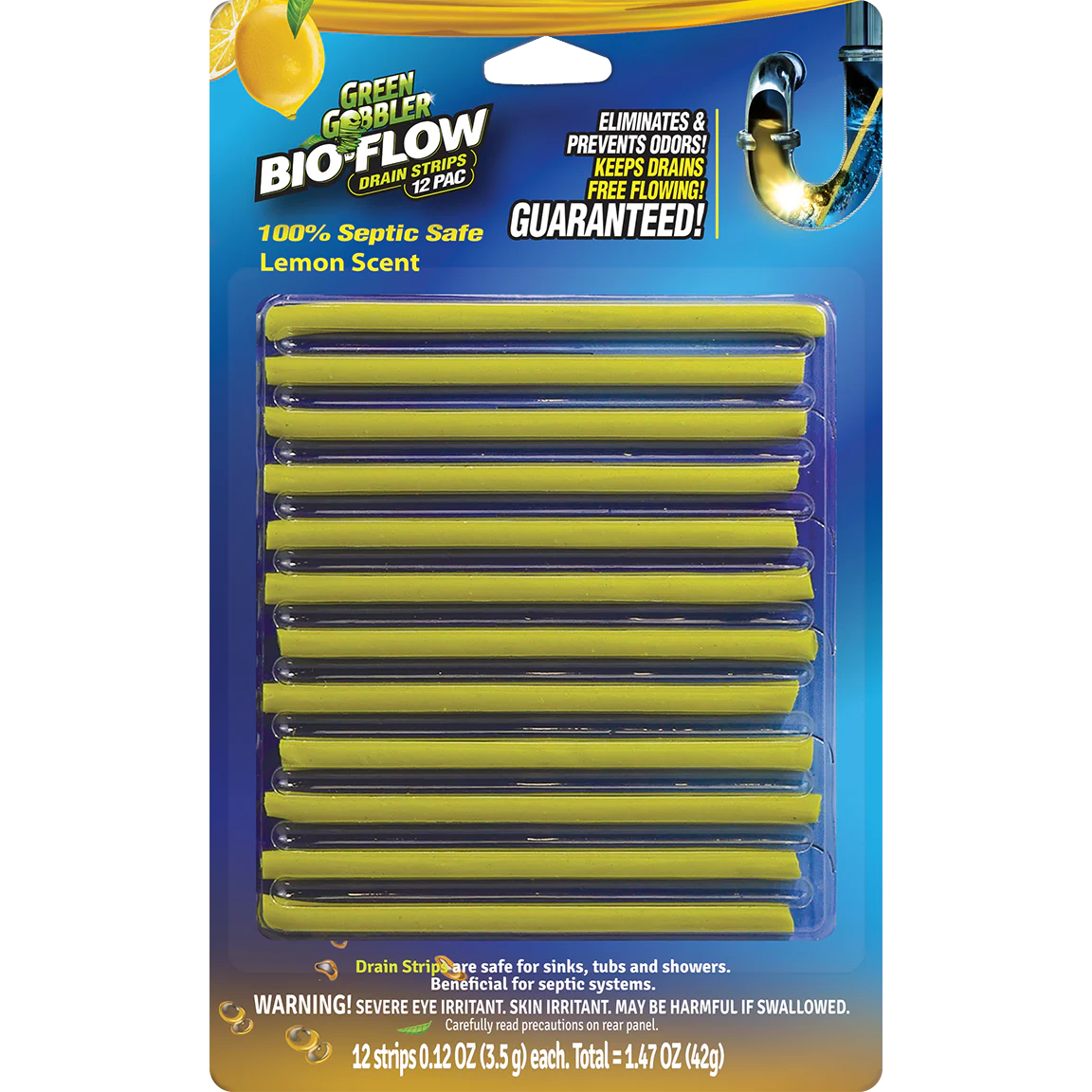 Green Gobbler Drain Strip Bioflow Lemon (12 Pack)