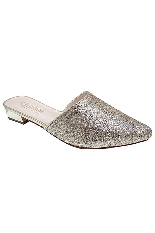 Gold Glitter Slip On Mule