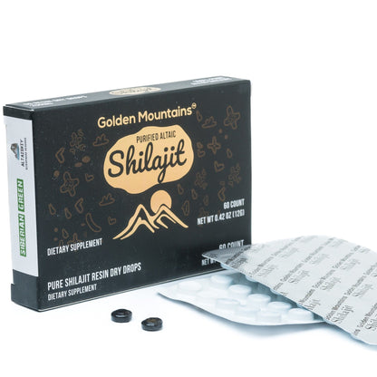 Siberian Green Shilajit Dry Drops | Altai Golden Mountains | 60 x 200mg