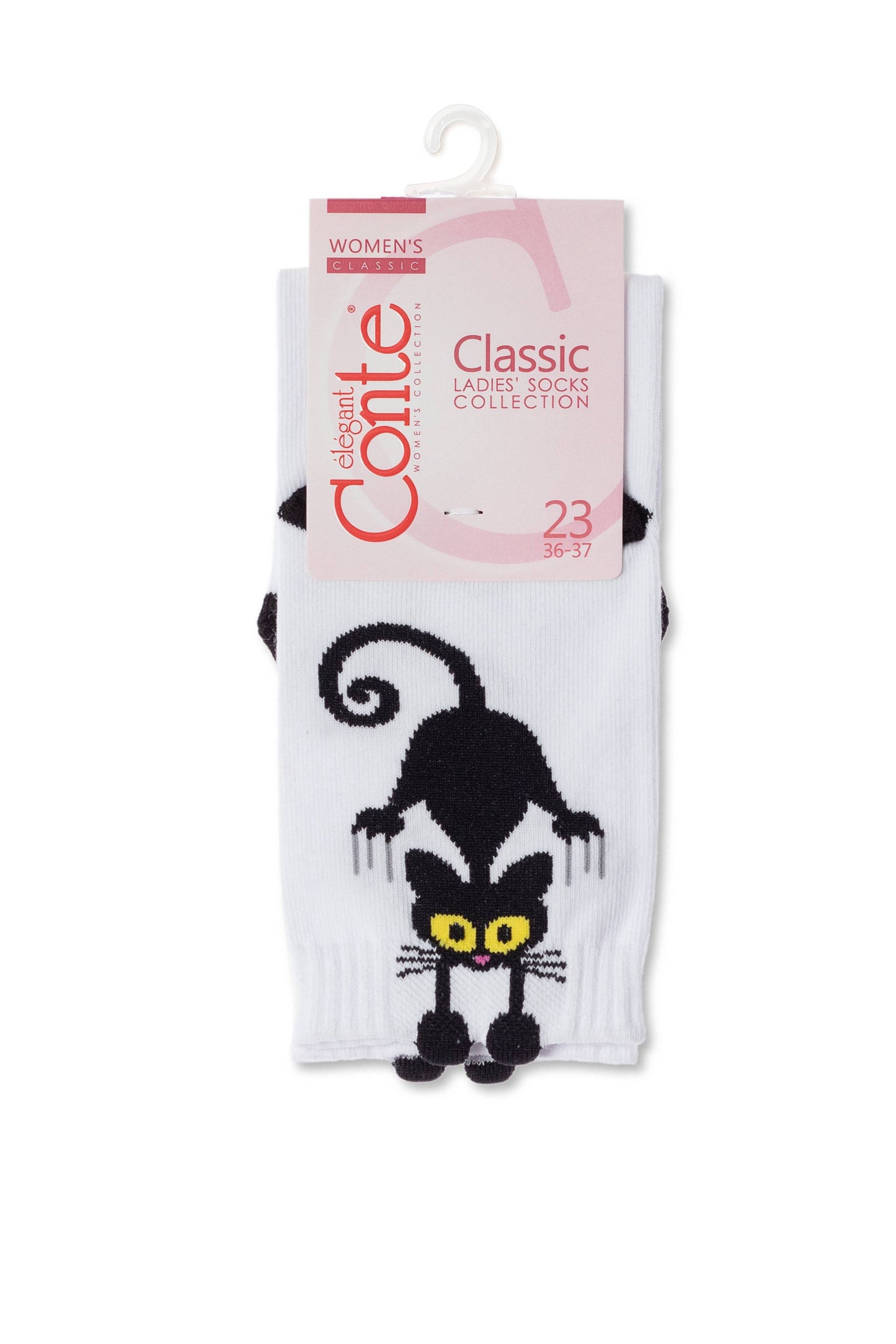 Cotton Socks Conte Classic 233 - Picot "Black cat"