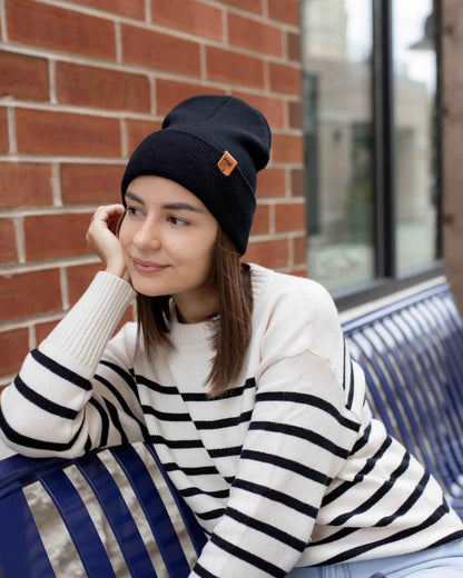 Classic Cuffed Beanie, Midnight Black