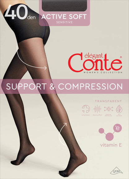 Tights Conte Active Soft 40 Den - Shaping Support with Vitamin E