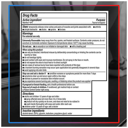 Icy Hot Original Pain Relief Dry Spray with 16% Menthol, 4 oz Spray