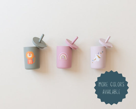 Silicone Straw Cup for Babies & Toddlers - 6oz Silicone Sippy Cup