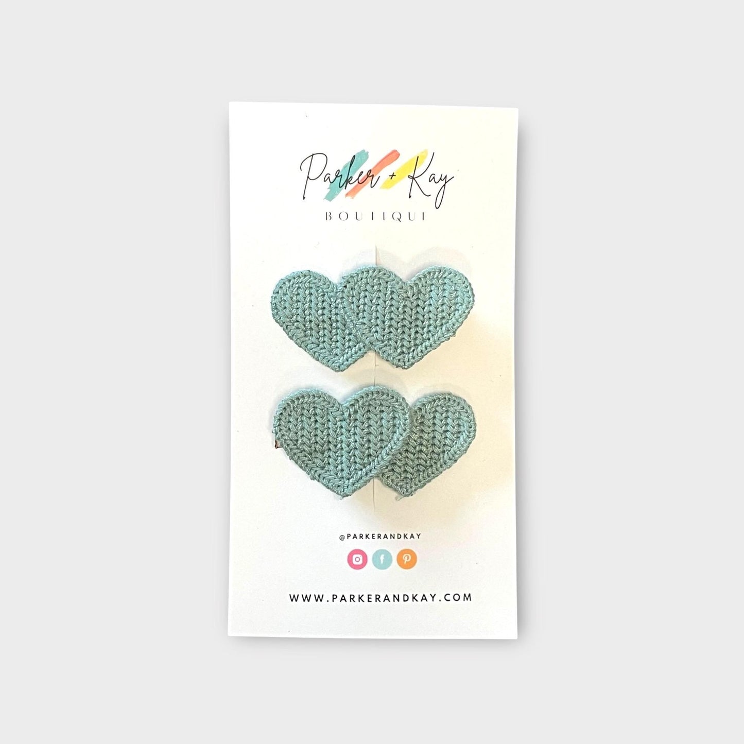 Knit Hearts Hair Clips