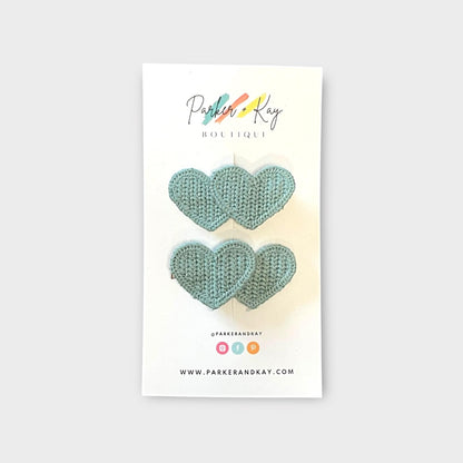 Knit Hearts Hair Clips