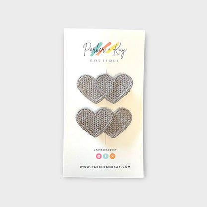 Knit Hearts Hair Clips