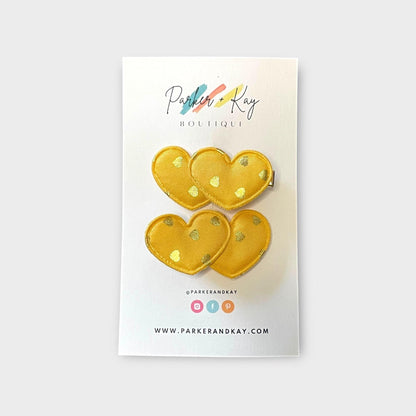 Gold Hearts Hair Clips