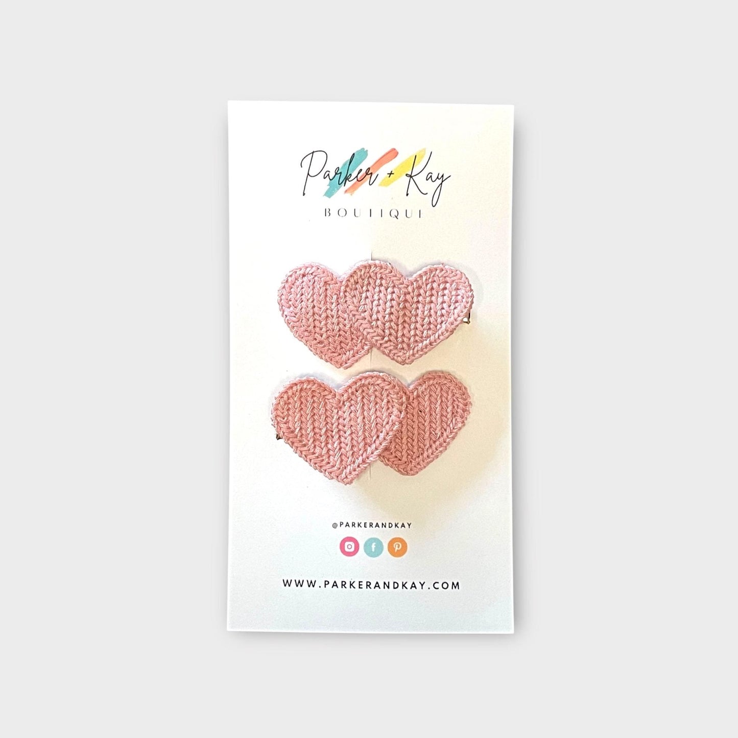 Knit Hearts Hair Clips