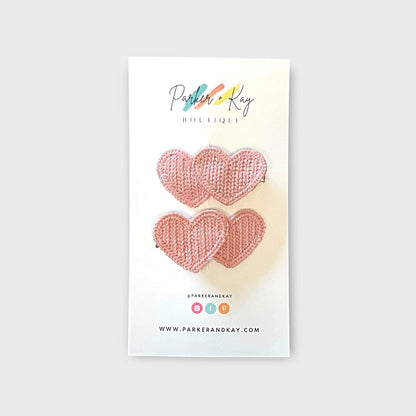Knit Hearts Hair Clips