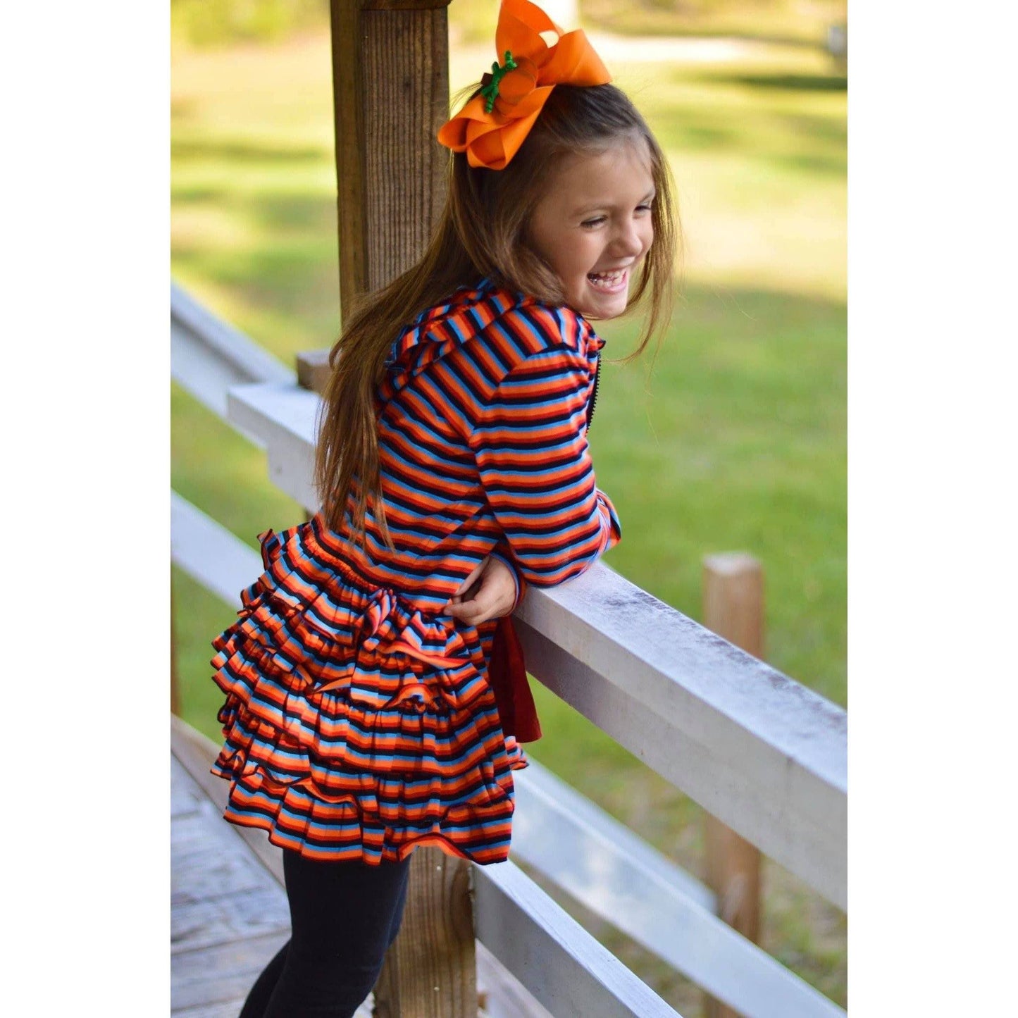 Rainbow Zipper Ruffled Hoodie Cardigan