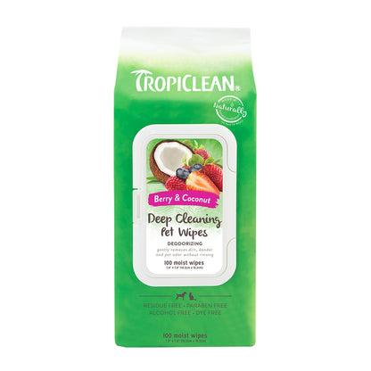 Tropiclean Berry and Coconut Deep Cleaning Pet Cleaning Wipe (100ct)