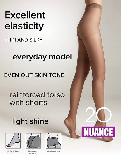Conte Nuance 20 Den - Classic Women's Tights With a Reinforced Shorts (8С-33СП)