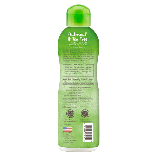 Tropiclean Oatmeal and Tea Tree Oil Medicated Itch Relief Dog Shampoo (20oz)