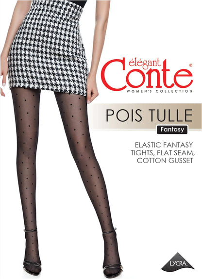 Fantasy Tights Conte Pois Tulle - Polka Dots With Fine Mesh Effect