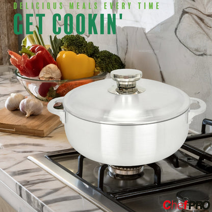 Chef Pro Commercial Grade Aluminum Caldero Stock Pot, Silver, 5.1 Quarts