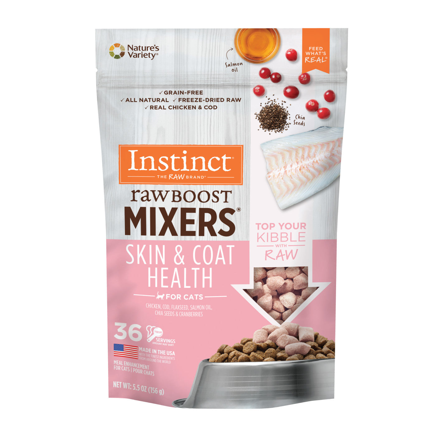 Instinct All Life Stages Raw Boost Freeze Dried Skin and Coat Cat Food Mixers (5.5oz)