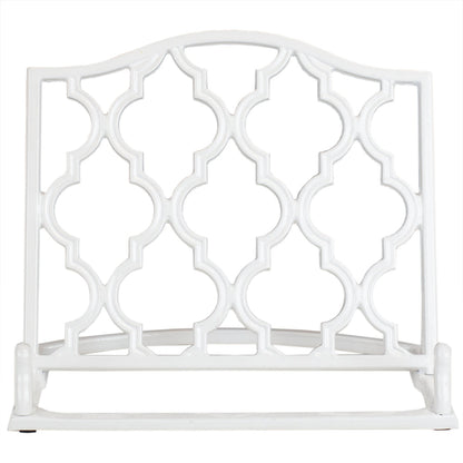 Home Basics Cast Iron Moroccan Lattice Cookbook Stand, White, 10.5x5.5x9 Inches