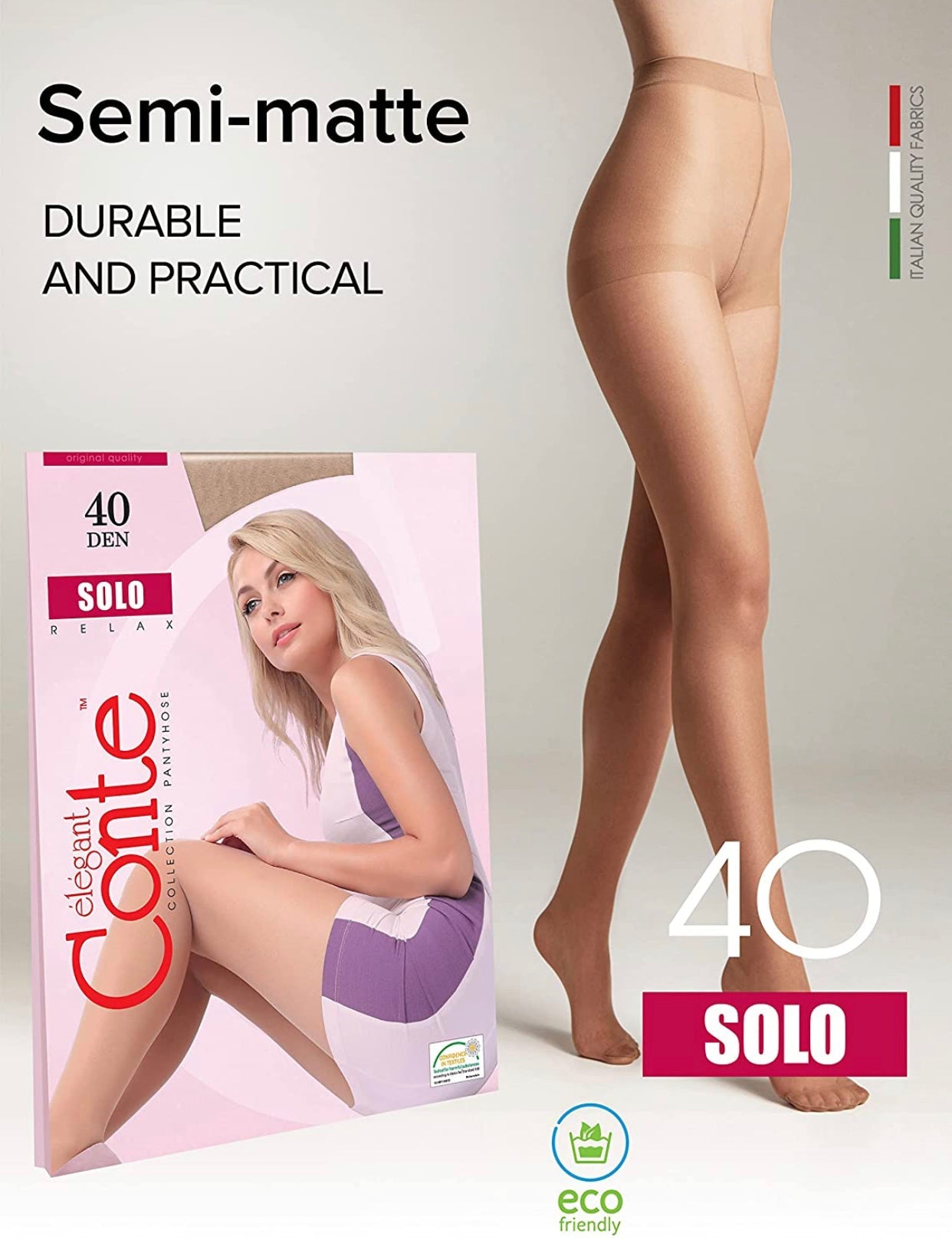Conte Solo 40 Den - Classic Women's Tights with a Reinforced Shorts (8С-38СП)