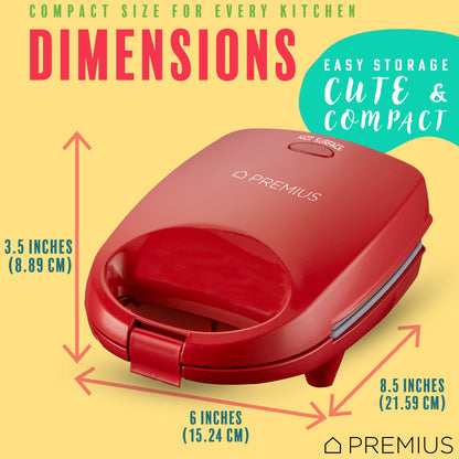 PREMIUS Ceramic Non-Stick Mini Snack Sandwich Maker, 5x4.4 Inch Mold
