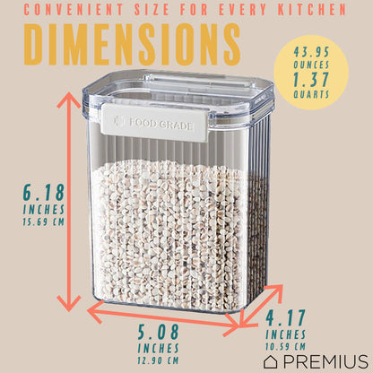PREMIUS Plastic Food Storage Container, Rectangle, Clear-Natural