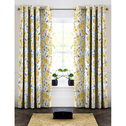 Oliver Printed Watercolor Floral Room Darkening Grommet Window Panel, 50x84 Inches