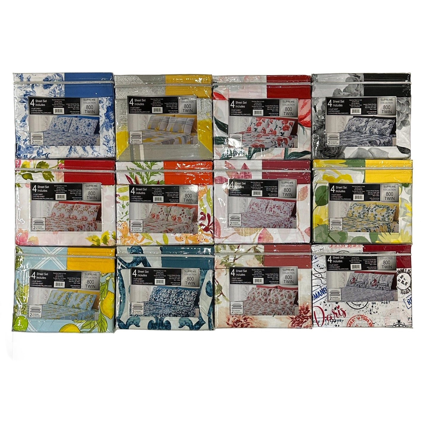 PREMIUS Supreme Collection Wrinkle-Free Microfiber Sheet Set, Assorted Prints