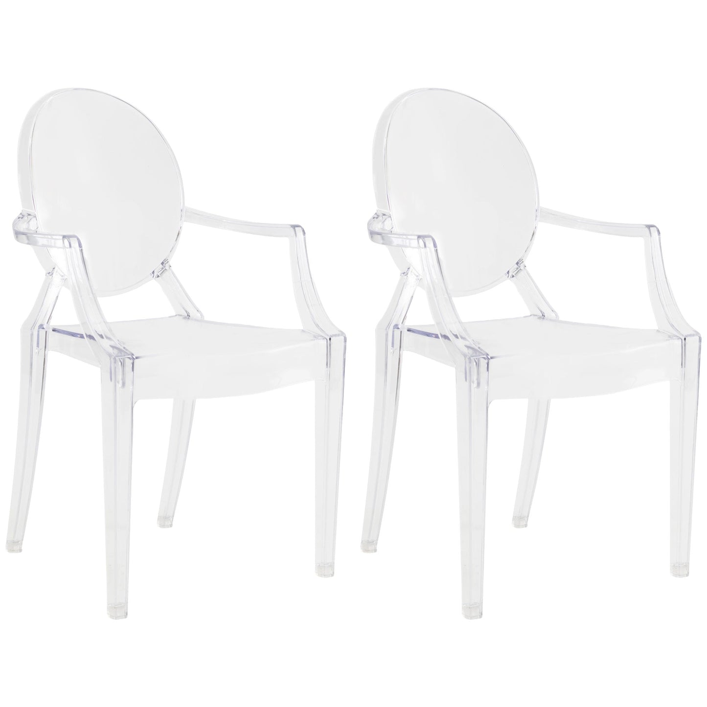 JOON 2 Pack Kids Ghost Chairs with Armrest, 25x13x14.5 Inches, Transparent