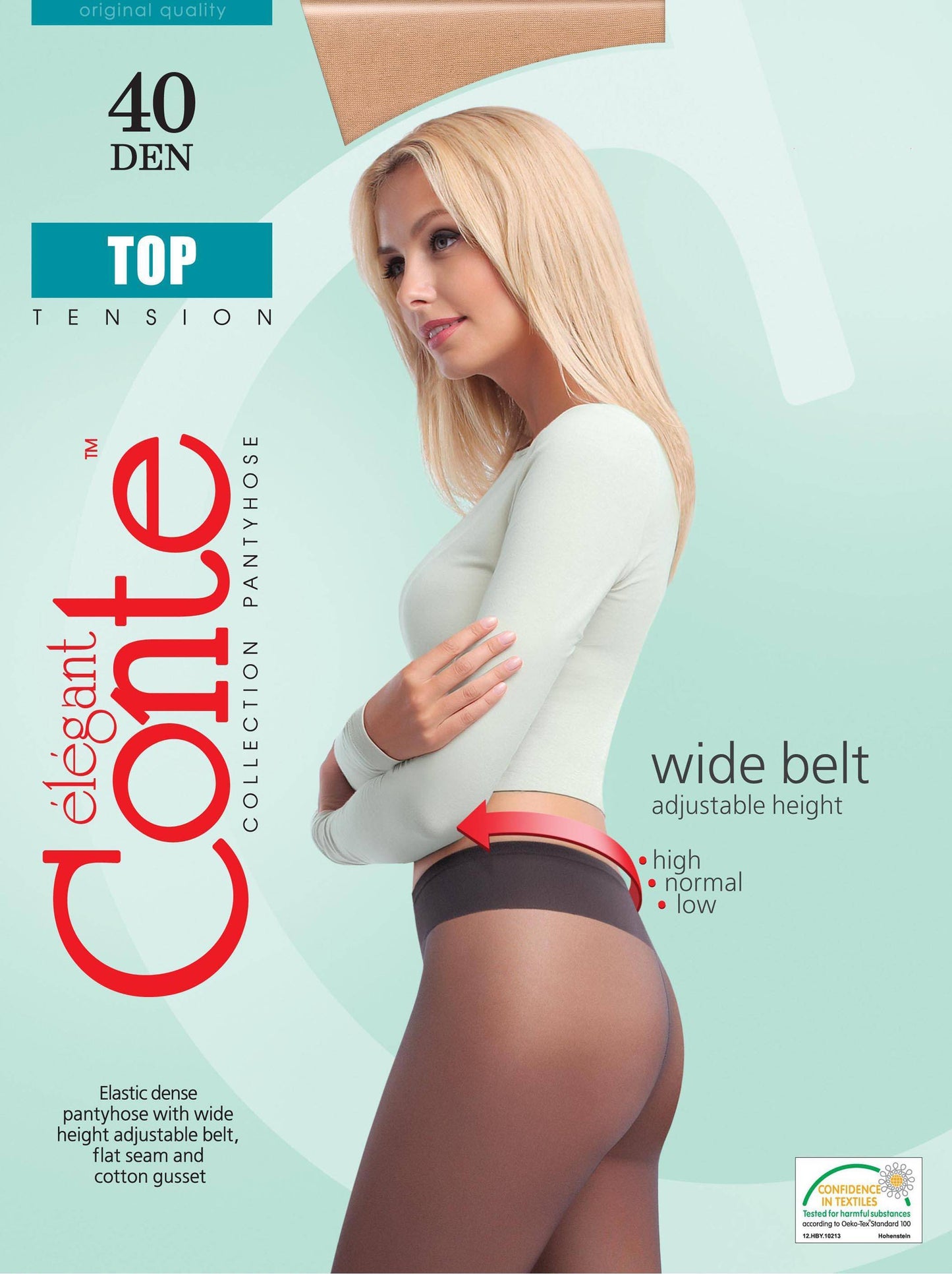 Conte Top 40 Den - Classic Women's Tights Sheer to Waist T-top Low Waist (8С-64СП)