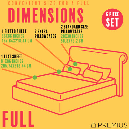 PREMIUS Lucea Soft Wrinkle-Free Microfiber Sheet Set, Soft Blue-Orange