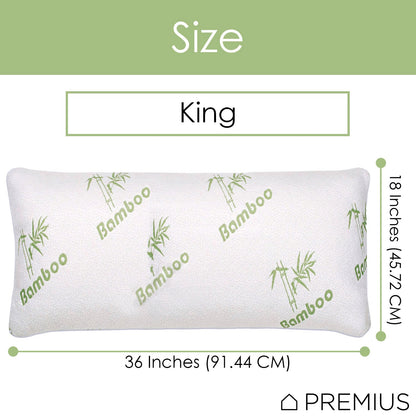 PREMIUS Bamboo Memory Foam Pillow, King, 18x36 Inches