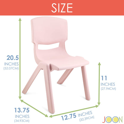 JOON Stackable Plastic Kids Learning Chairs, Blush, 20.5x12.75X11 Inches, 2-Pack (Pack of 2)