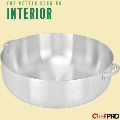 Chef Pro Commercial Grade Aluminum Caldero Stock Pot, Silver, 18.3 Quarts