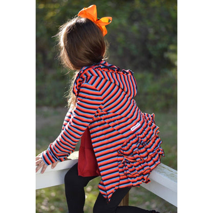 Rainbow Zipper Ruffled Hoodie Cardigan