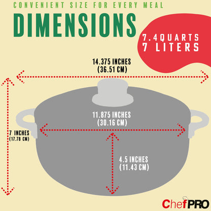 Chef Pro Commercial Grade Aluminum Caldero Stock Pot, Silver, 7.4 Quarts