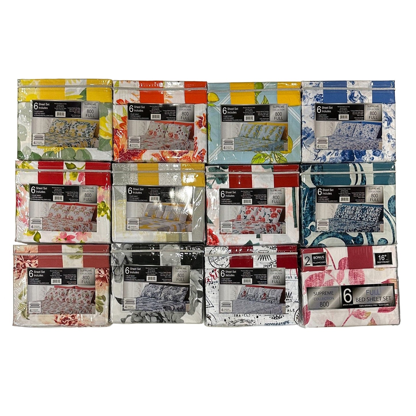 PREMIUS Supreme Collection Wrinkle-Free Microfiber Sheet Set, Assorted Prints