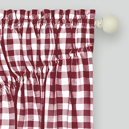 Buffalo Check Gathered Swag Window Curtain Pair, 72x63 Inches