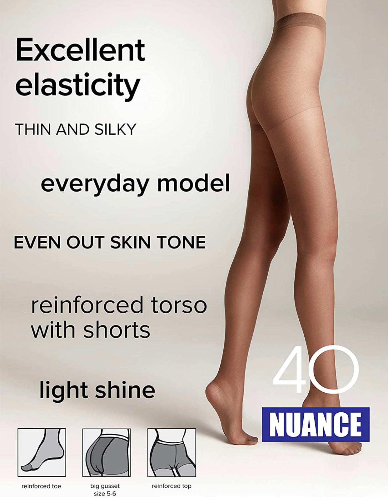 Conte Nuance 40 Den - Classic Women's Tights with a Reinforced Shorts (8С-37СП)