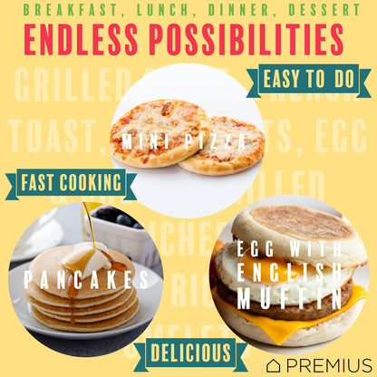 PREMIUS Ceramic Non-Stick Mini Snack Flat Griddle Maker, 4 Inch Mold