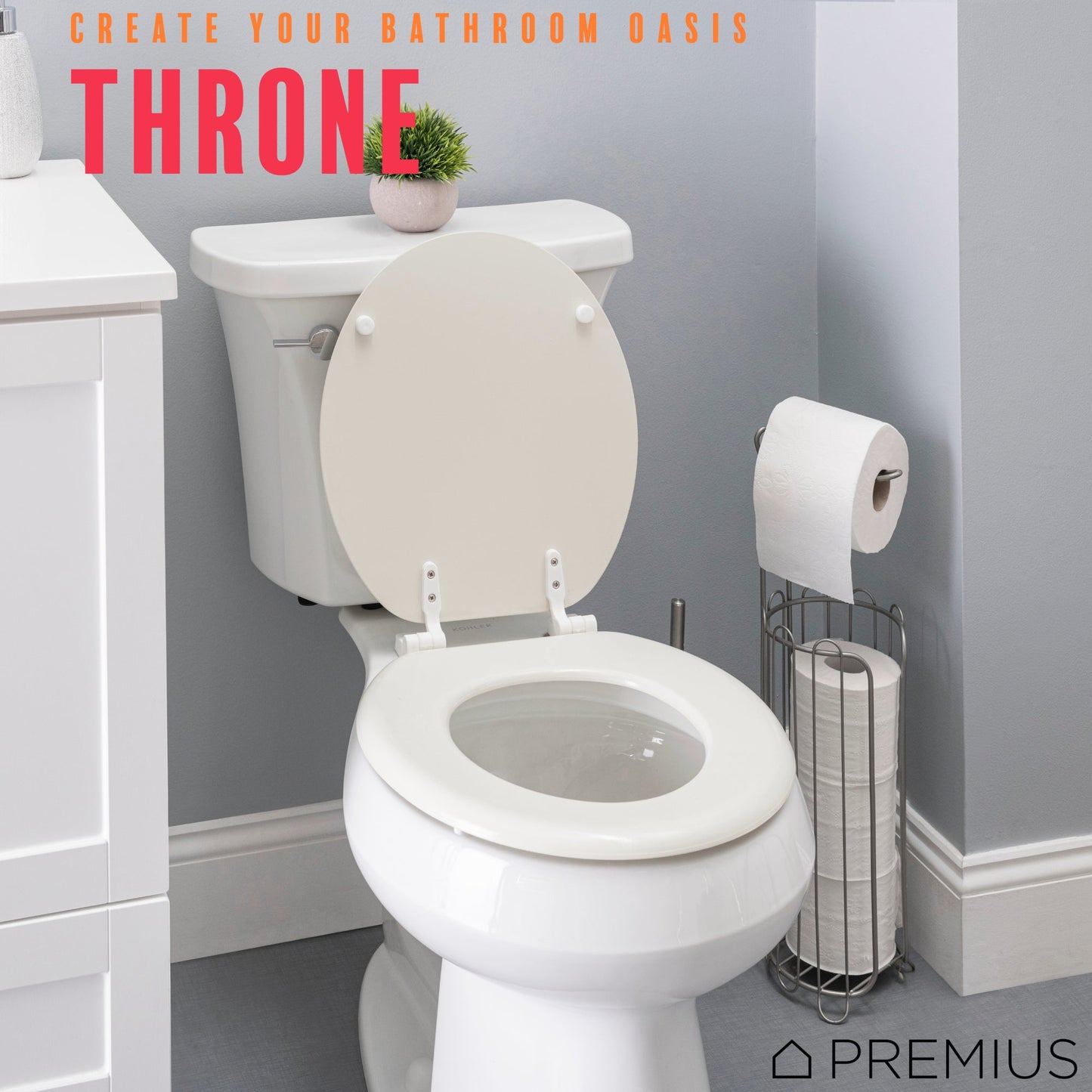 PREMIUS Wood Toilet Seat, Standard Round, 17 Inches