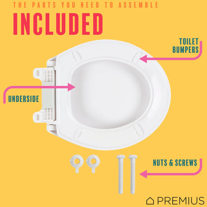 PREMIUS Slow Close Beveled Plastic Toilet Seat, Standard Round, 17 Inches
