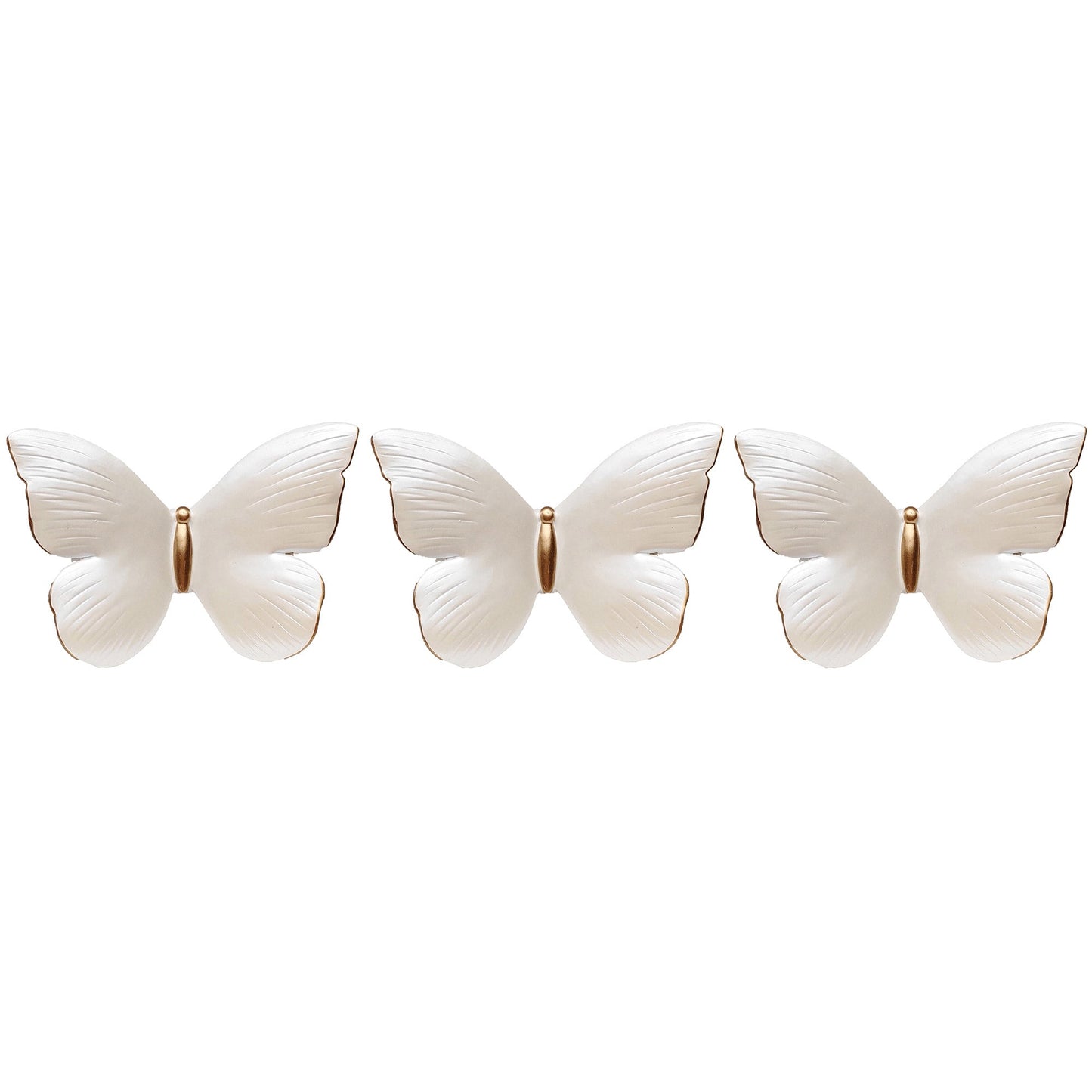 PREMIUS 3 Piece Resin Butterfly Wall Decor Set, White, 4x5x2.5 Inches