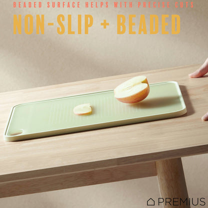 PREMIUS Reversible Non-Slip Cutting Board with Grater, Green, Large, 10.82x16.12 Inches