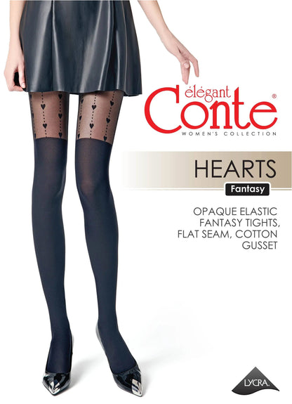 Fantasy Tights Conte Hearts - Imitation of Knee Highs