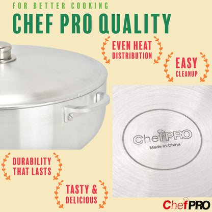 Chef Pro Commercial Grade Aluminum Caldero Stock Pot, Silver, 1.9 Quarts