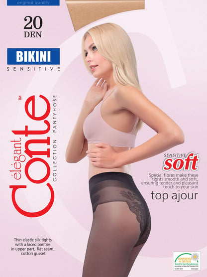 Conte Bikini Soft 20 Den - Classic Women's Tights with Laced Panties (8С-34СП)
