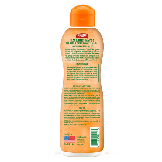 Tropiclean Flea and Tick Dog Maximum Strength Shampoo (20oz)