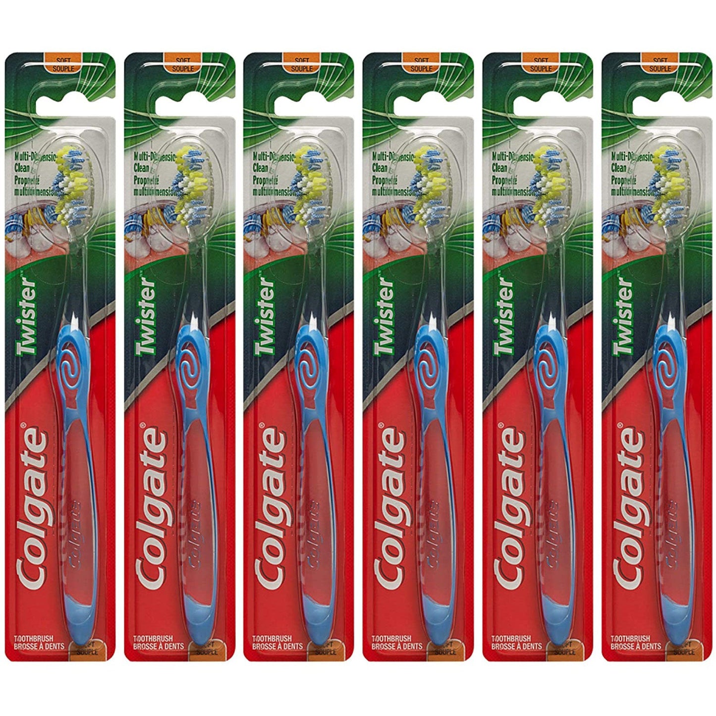 Colgate Twister Manual Toothbrush, Soft, Pack of 6 (Pack of 6)
