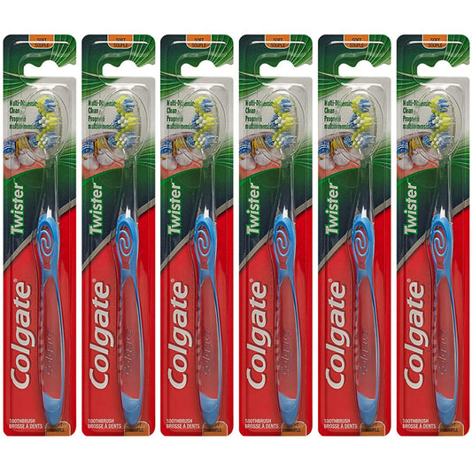 Colgate Twister Manual Toothbrush, Soft, Pack of 6 (Pack of 6)