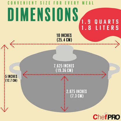 Chef Pro Commercial Grade Aluminum Caldero Stock Pot, Silver, 1.9 Quarts